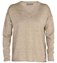 Sveter Icebreaker  Flaxen LS V Sweater Beige