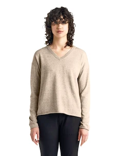 Sveter Icebreaker  Flaxen LS V Sweater Beige